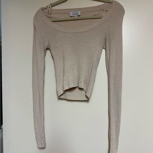& Other Stories Cream Long Sleeve Crop Top